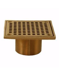 JONES STEPHENS, D6094PB,  2" BRASS SPUD WITH 4" SQUARE STRAINER FOR DRAIN BASE D50001, POLISHED BRASS