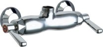 CHICAGO FAUCETS, 445-LESAAB, 445 SERIES WALL-MOUNTED MANUAL FAUCETS WITH 3-3/8" CENTER (LESS SPOUT), CHROME