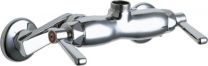 CHICAGO FAUCETS, 445-LESAB, 445 SERIES 3 3/8" BODY WALL-MOUNTED MANUAL FAUCET (LESS SPOUT) WITH ADJUSTABLE ARM 3"-8 3/8" CENTER, CHROME