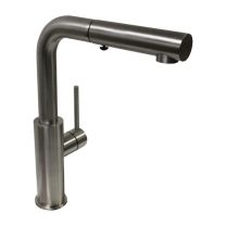 CONCINNITY, 522010-NST, BERGAMO CONTEMPORARY PULL OUT SINGLE HANDLE KITCHEN FAUCET, NATURAL STAINLESS