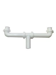 CSB, 51267, 1 1/2" x 16" CENTER OUTLET WASTE S/J WITH BAFFLE TEE, WHITE