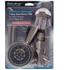 WHEDON, AFR6C-N, 59'' RAINBOW CHAMPAGNE MASSAGE 7 SPRAY SETTING HAND SHOWER SYSYTEM HOSE (CARDED), BRUSHED NICKEL