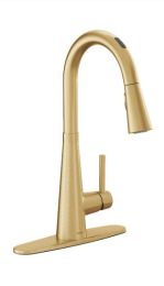 MOEN, 7864EVBG, SLEEK ONE-HANDLE HIGH ARC PULL-DOWN KITCHEN FAUCET, BRUSHED GOLD 