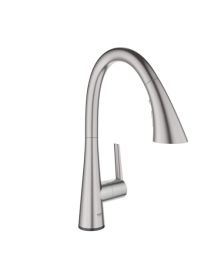 GROHE, 30205DC2, 1.75GPM ZEDRA SINGLE-HANDLE PULL DOWN KITCHEN FAUCET TRIPLE SPRAY, SUPERSTEEL - DISCONTINUED