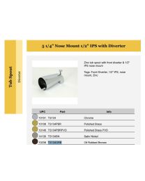 WALTER, TS134ORB, SUNCRAFT TUB SPOUT 5 1/4" NOSE MOUNT 1/2" IPS WITH DIVERTER, OIL RUBBED BRONZE