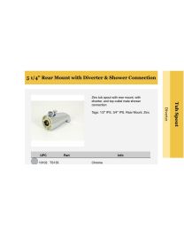 WALTER, TS135, SUNCRAFT TUB SPOUT 5 1/4" REAR MOUNT WITH DIVERTER AND SHOWER CONNECTION, CHROME PLATED