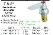 WALTER, ABRTS12013-LF, T&S SPRING CHECK STYLE BRASS STEM ASSEMLY, HOT