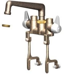 UNION BRASS, 342DS, ROUGH BRASS LAUNDRY FAUCET WITH 6"CAST SPOUT & BRACKET CLAMPS