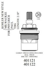 WALTER, 401121, KOHLER NEW STYLE, MILWAUKEE, PHYLRICH, PAUL, THG, CERAMIC CARTRIDGE, HOT