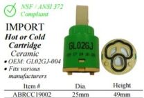WALTER, ABRCC19002, IMPORT (GL02G5-004) SINGLE HANDLE  FAUCET CERAMIC CARTRIDGE, HOT/COLD