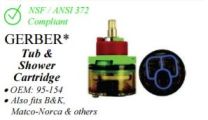 WALTER, ABRPBCV-CTG, GERBER ( 95-154) TUB AND SHOWER CERAMIC CARTRIDGE