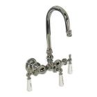 Tub Filler with Gooseneck Spout, Porcelain Lever Handles, Chrome