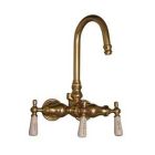 Tub Filler with Gooseneck Spout, Porcelain Lever Handles, Polished Brass
