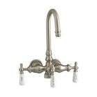 Tub Filler with Gooseneck Spout, Porcelain Lever Handles, Brushed Nickel