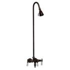 Tub Filler with Old Style Spigot, Porcelain Lever Handles, Riser, and Shower Head, Oil-Rubbed Bronze