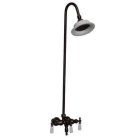 Tub Filler with Old Style Spigot, Porcelain Lever Handles, Riser, and Sunflower Shower Head, Oil Rubbed Bronze
