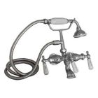 Tub Filler with Elephant Spout , Porcelain Lever Handles, Telephone Hand shower with Hose, Polished Chrome