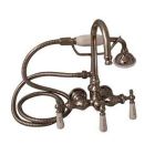 Tub Filler with Gooseneck Spout, Porcelain Lever Handles, Telephone Hand shower with Hose, Polished Nickel