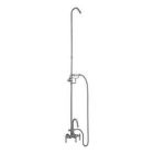 Tub Filler with Gooseneck Spout, Porcelain Lever Handles, Riser, Telephone Hand shower with Hose, Polished Chrome