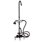 Tub Filler with Gooseneck Spout, Porcelain Lever Handles, Riser, Telephone Hand shower with Hose, Oil-Rubbed Bronze