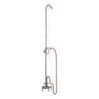 Tub Filler with Gooseneck Spout, Porcelain Lever Handles, Riser, Telephone Hand shower with Hose, Polished Nickel