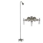Tub Filler with Old Style Spigot, Porcelain Lever Handles, 62" Riser, Shower Head, Polished Chrome