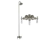 Tub Filler with Old Style Spigot, Porcelain Lever Handles, 62" Riser, Sunflower Shower Head, Polished Chrome