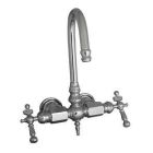Tub Filler with Gooseneck Spout, Metal Lever Handles, Polished Chrome