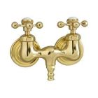 Tub Filler with Old Style Spigot, Metal Cross Handles, Polished Brass