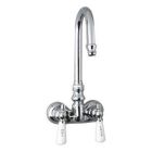 Tub Filler with Gooseneck Spout, Porcelain Lever Handles, Polished Chrome