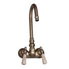 Tub Filler with Gooseneck Spout, Porcelain Lever Handles, Brushed Nickel