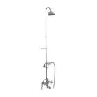Tub Filler with Elephant Spout, Metal Cross Handles,  Telephone Hand shower, 62" Riser, Sunflower Showerhead, Polished Chrome