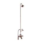 Tub Filler with Elephant Spout, Metal Cross Handles,  Telephone Hand shower, 62" Riser, Sunflower Showerhead, Oil-Rubbed Bronze