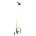 Tub Filler with Elephant Spout, Metal Cross Handles,  Telephone Hand shower, 62" Riser, Sunflower Showerhead, Polished Brass
