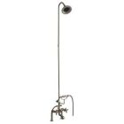 Tub Filler with Elephant Spout, Metal Cross Handles,  Telephone Hand shower, 62" Riser, Sunflower Showerhead, Polished Nickel
