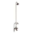 Tub Filler with Elephant Spout, Porcelain Lever Handles,  Telephone Hand shower, 62" Riser, Sunflower Showerhead, Oil-Rubbed Bronze