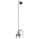 Tub Filler with Elephant Spout, Porcelain Lever Handles, Telephone Hand shower, 62" Riser, Sunflower Showerhead, Polished Nickel
