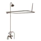 Tub Filler with Elephant Spout, Metal Cross Handles, Telephone Hand shower, 62" Riser, Sunflower Showerhead, Rectangular Shower Rod, Brushed Nickel