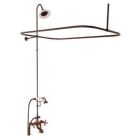 Tub Filler with Elephant Spout, Metal Cross Handles, Telephone Hand shower, 62" Riser, Sunflower Showerhead, Rectangular Shower Rod, Oil-Rubbed Bronze
