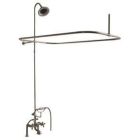 Tub Filler with Elephant Spout, Metal Cross Handles, Telephone Hand shower, 62" Riser, Sunflower Showerhead, Rectangular Shower Rod, Polished Nickel