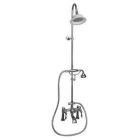 Rim Mounted Tub Filler with Metal Hand shower, Metal Lever Handles, Metal Diverter, Riser, Showerhead-Polished Chrome