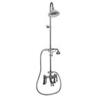 Rim Mounted Tub Filler with Metal Hand shower, Metal Lever Handles, Metal Diverter, Riser, Showerhead-Polished Chrome