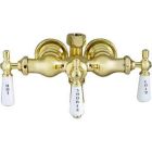 Tub Filler with Old Style Spigot, Porcelain Lever Handles, Polished Brass