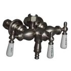 Tub Filler with Old Style Spigot, Porcelain Lever Handles, Brushed Nickel