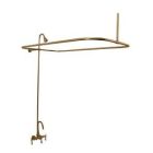 Tub Filler with Gooseneck Spout, Porcelain Lever Handles, 62" Riser, Rectangular Shower Rod, Polished Brass
