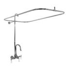 Shower Unit With Gooseneck Spout, Rectangular Rod, Polished Chrome