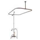 Tub Filler with Gooseneck Spout, Porcelain Lever Handles, 60" Riser, Telephone Hand shower, Rectangular Shower Rod, Brushed Nickel