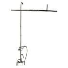 Tub Filler with Gooseneck Spout, Porcelain Lever Handles, 60" Riser, Telephone Hand shower, Rectangular Shower Rod, Polished Chrome