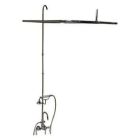 Tub Filler with Gooseneck Spout, Porcelain Lever Handles, 60" Riser, Telephone Hand shower, Rectangular Shower Rod, Polished Nickel