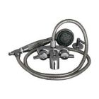 Tub Filler with Bathcock Spout, Metal Lever Handles, 5 Function Hand shower, 59" Hose,  Polished Chrome